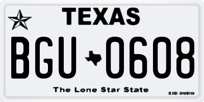 TX license plate BGU0608