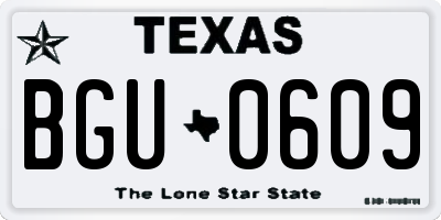 TX license plate BGU0609