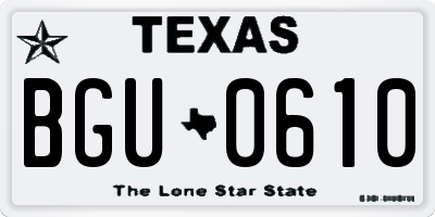 TX license plate BGU0610