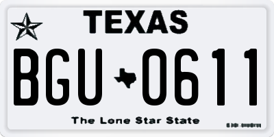 TX license plate BGU0611