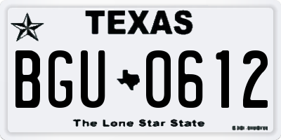 TX license plate BGU0612