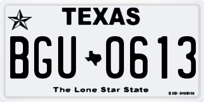 TX license plate BGU0613