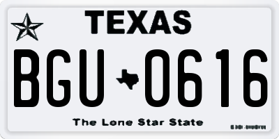 TX license plate BGU0616