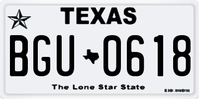 TX license plate BGU0618