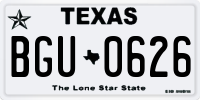 TX license plate BGU0626