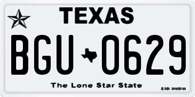 TX license plate BGU0629