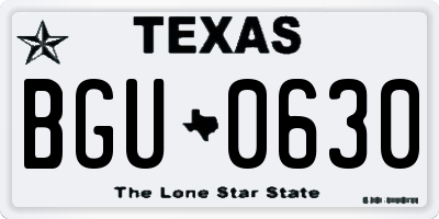 TX license plate BGU0630