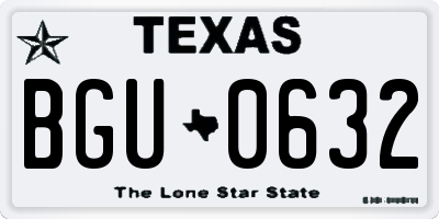 TX license plate BGU0632