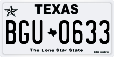 TX license plate BGU0633