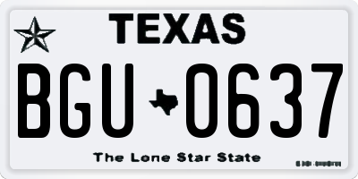 TX license plate BGU0637