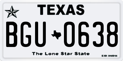 TX license plate BGU0638