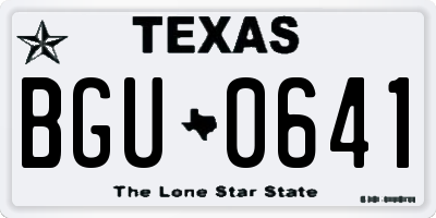 TX license plate BGU0641