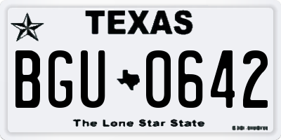 TX license plate BGU0642