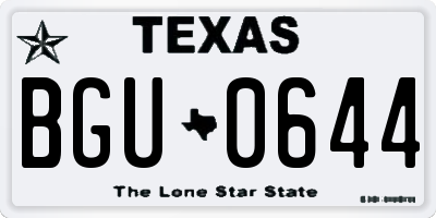 TX license plate BGU0644