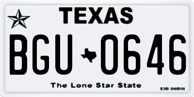 TX license plate BGU0646
