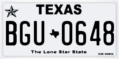 TX license plate BGU0648