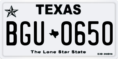 TX license plate BGU0650