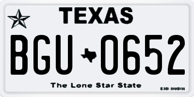 TX license plate BGU0652