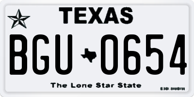 TX license plate BGU0654