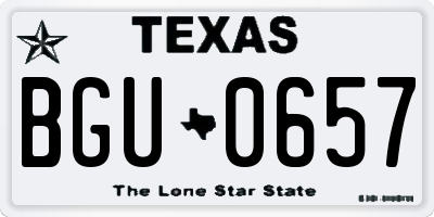 TX license plate BGU0657