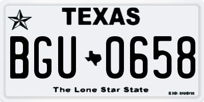 TX license plate BGU0658