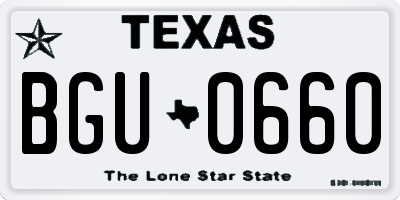 TX license plate BGU0660