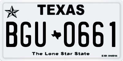 TX license plate BGU0661