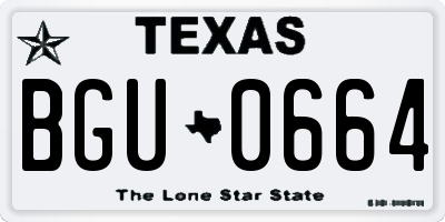TX license plate BGU0664