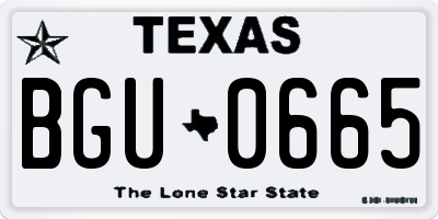 TX license plate BGU0665