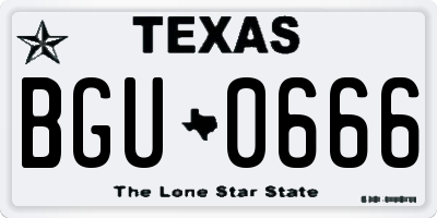 TX license plate BGU0666