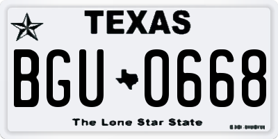 TX license plate BGU0668