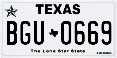 TX license plate BGU0669