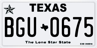 TX license plate BGU0675