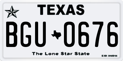 TX license plate BGU0676