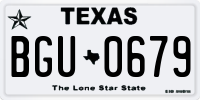 TX license plate BGU0679