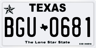 TX license plate BGU0681