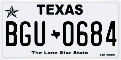 TX license plate BGU0684