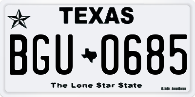 TX license plate BGU0685