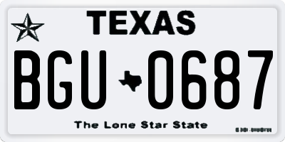 TX license plate BGU0687