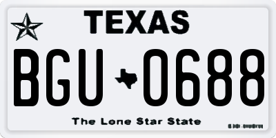 TX license plate BGU0688