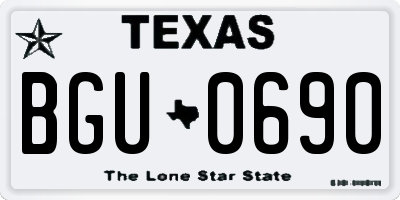 TX license plate BGU0690