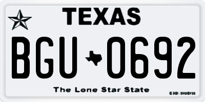 TX license plate BGU0692