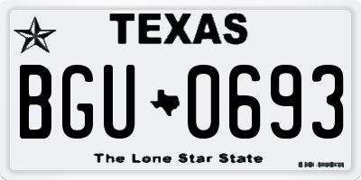 TX license plate BGU0693