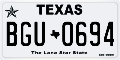 TX license plate BGU0694