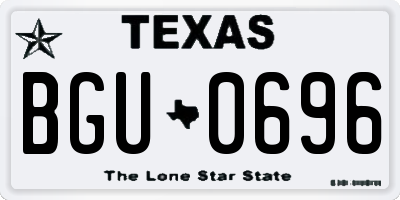TX license plate BGU0696