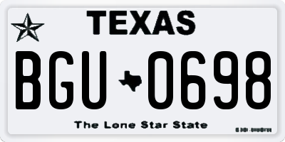 TX license plate BGU0698