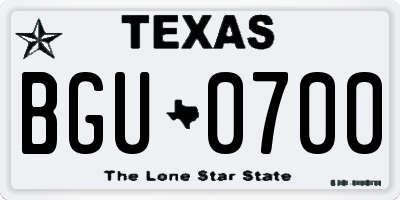 TX license plate BGU0700