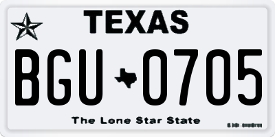 TX license plate BGU0705
