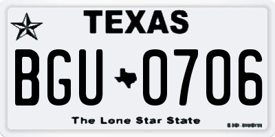 TX license plate BGU0706