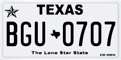 TX license plate BGU0707